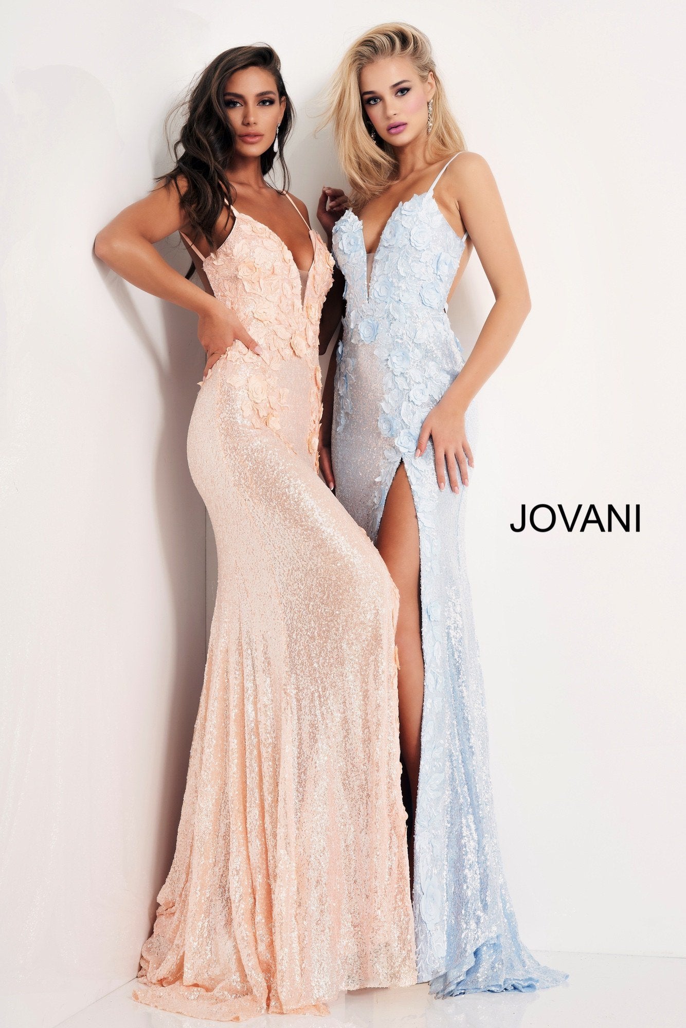 Floral Appliques Backless Dresses | Cream