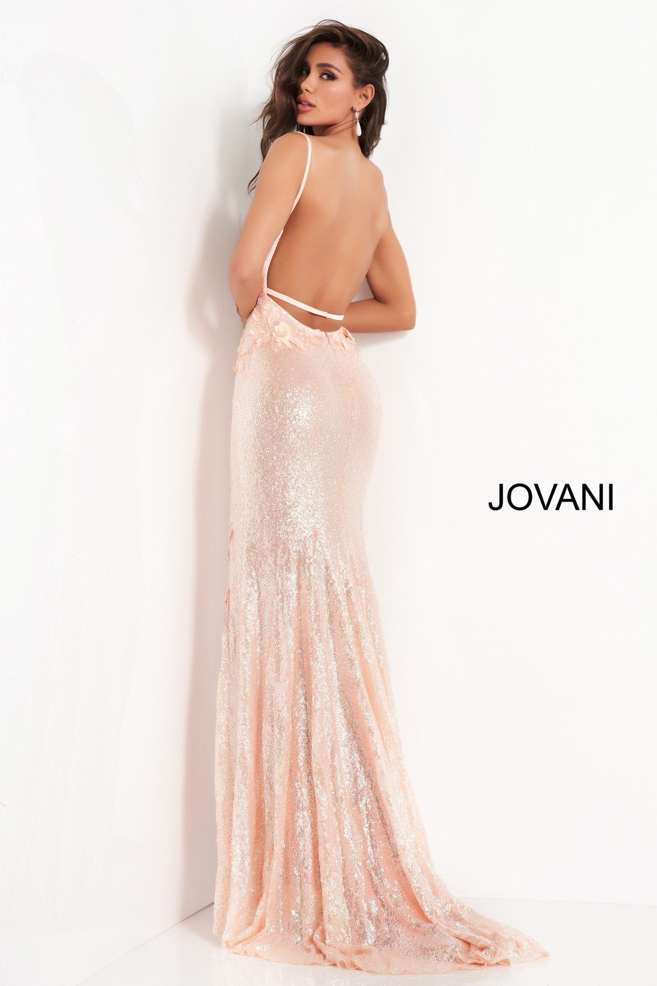 Floral Appliques Backless Dresses | Cream