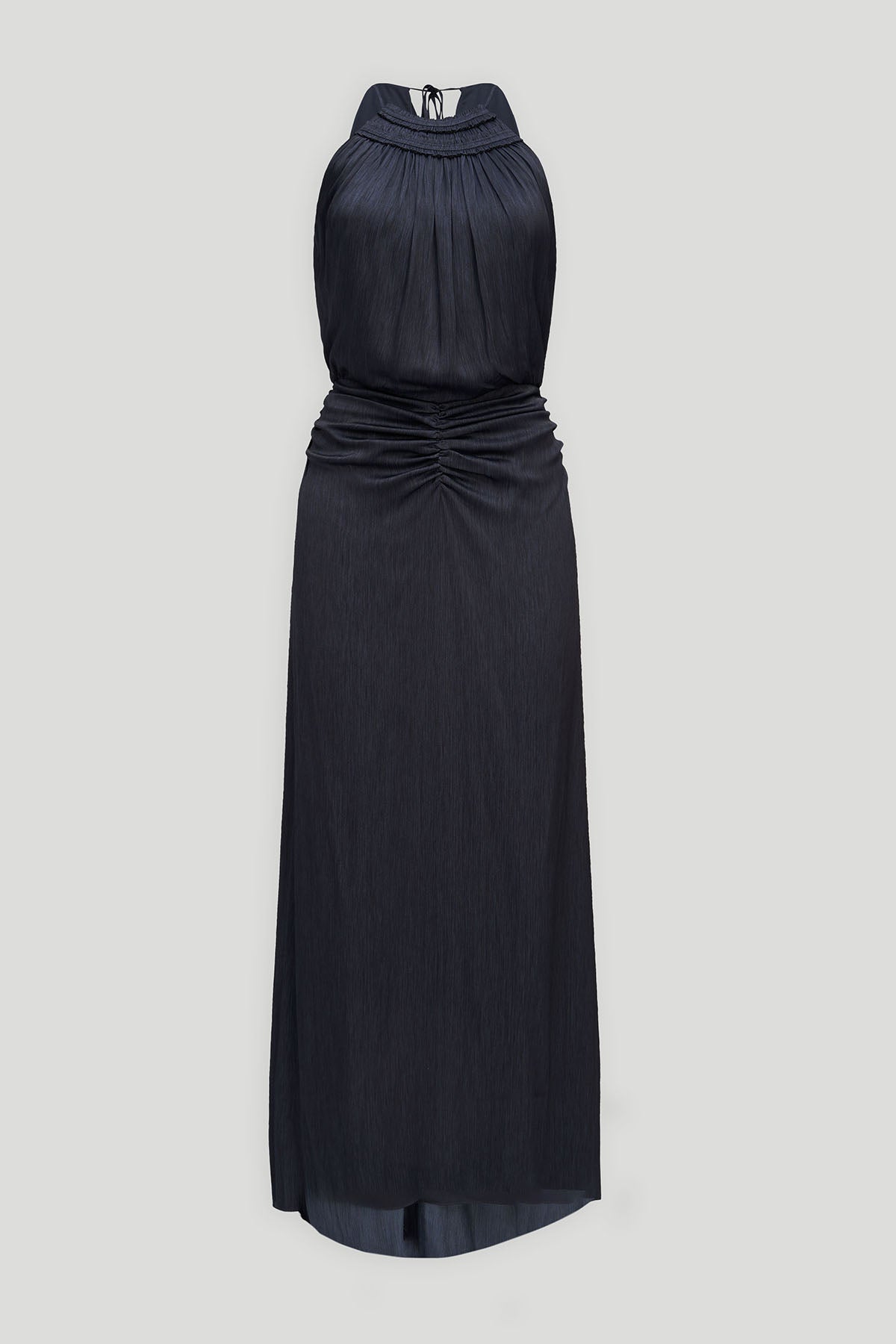 Halston | Slub Micro Satin Gown | Navy