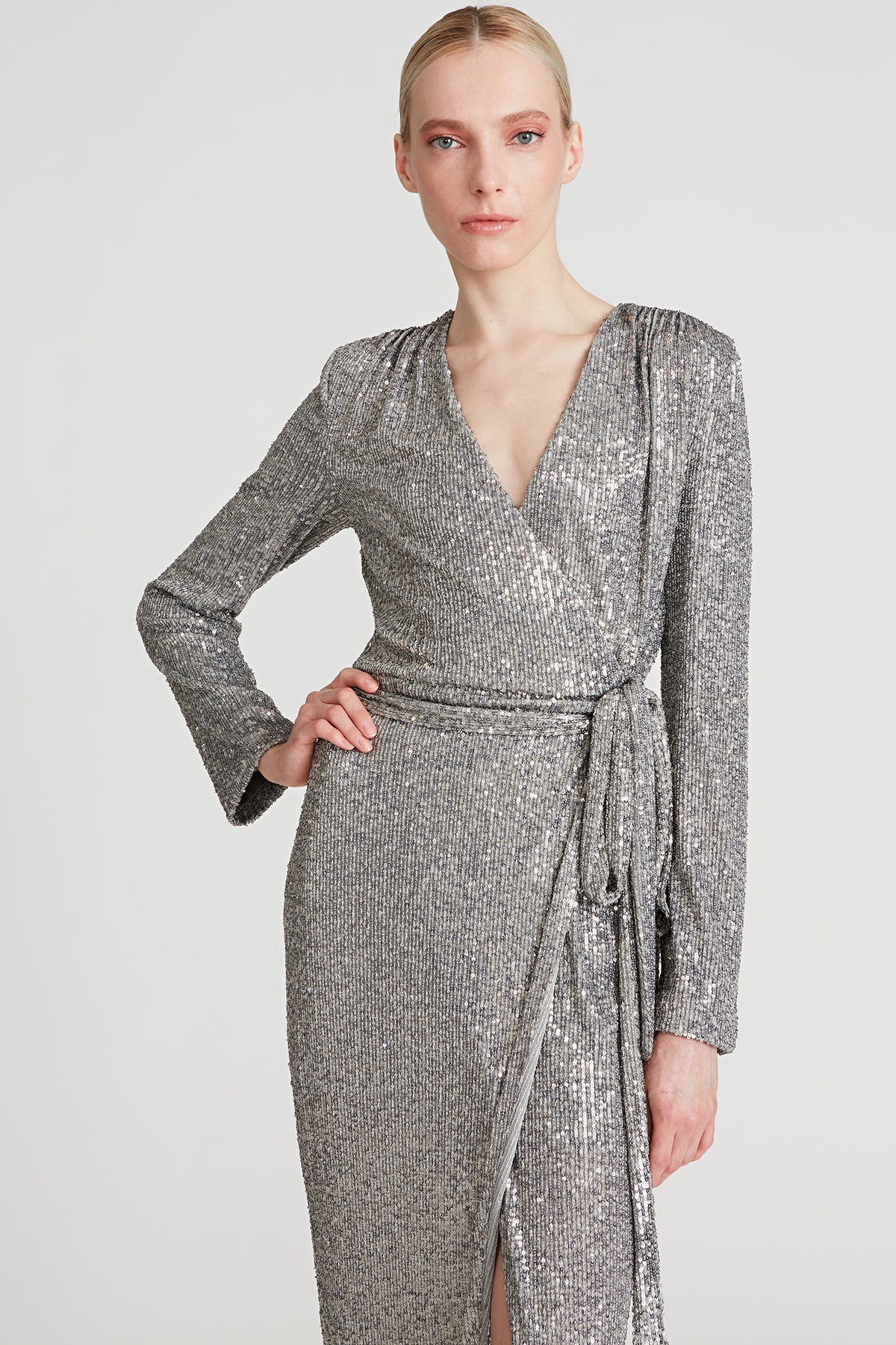 Halston | Falan Sequin Cocktail Dress | Dark Silver