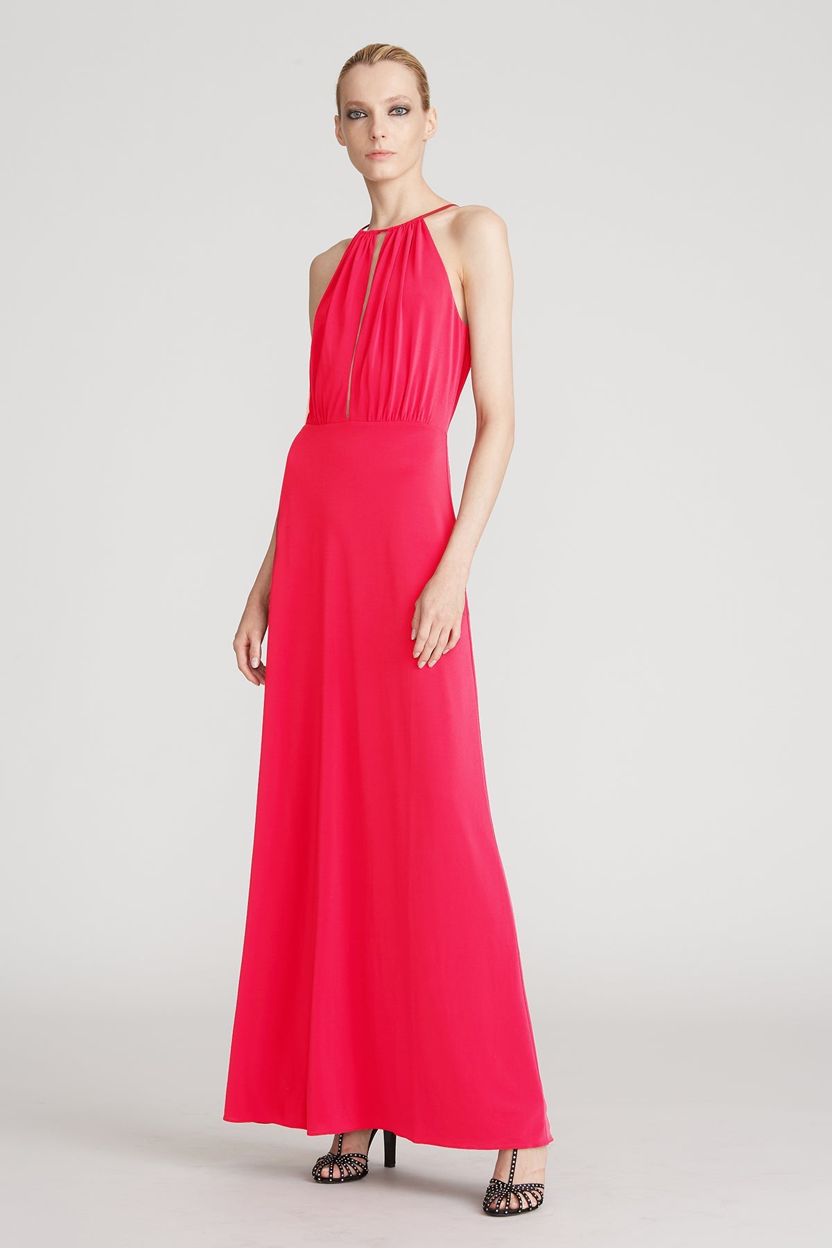 Halston | Priscilla Halter Jersey Gown | Hot Pink