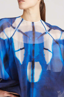 Halston | Elsa Printed Chiffon Caftan | Black/Sapphire
