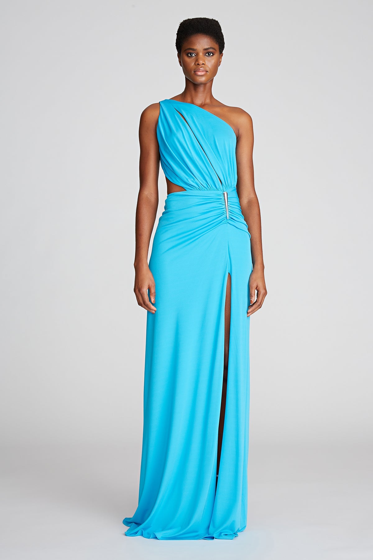 Halston | Ivanna Gown In Matte Jersey | Acqua