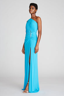 Halston | Ivanna Gown In Matte Jersey | Acqua