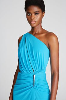 Halston | Ivanna Gown In Matte Jersey | Acqua