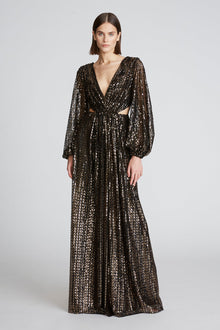 Halston | Madelyn Gown In Sequins | Black/ Gold