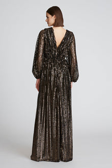 Halston | Madelyn Gown In Sequins | Black/ Gold