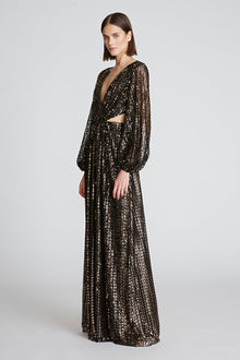 Halston | Madelyn Gown In Sequins | Black/ Gold