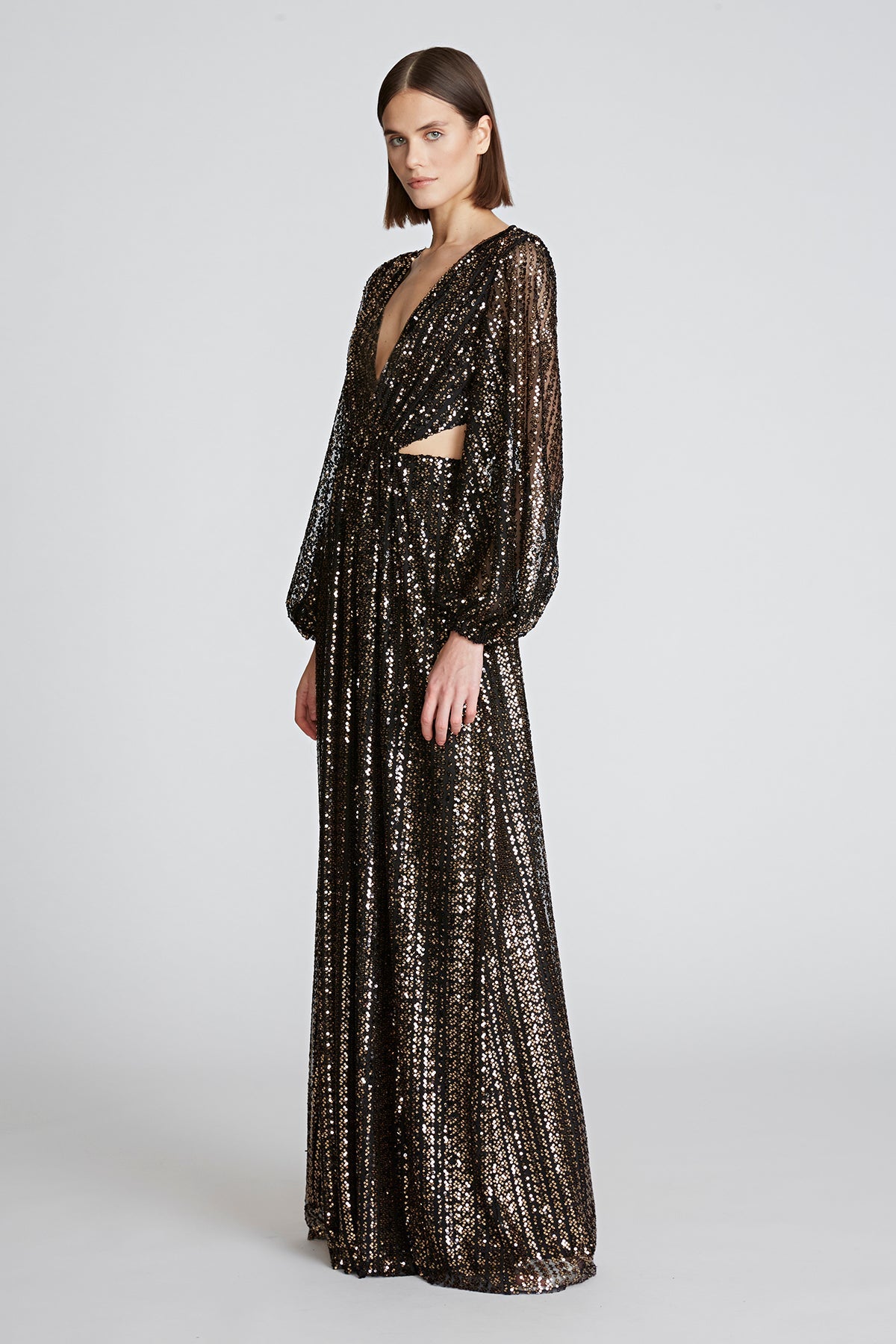 Halston | Madelyn Gown In Sequins | Black/ Gold