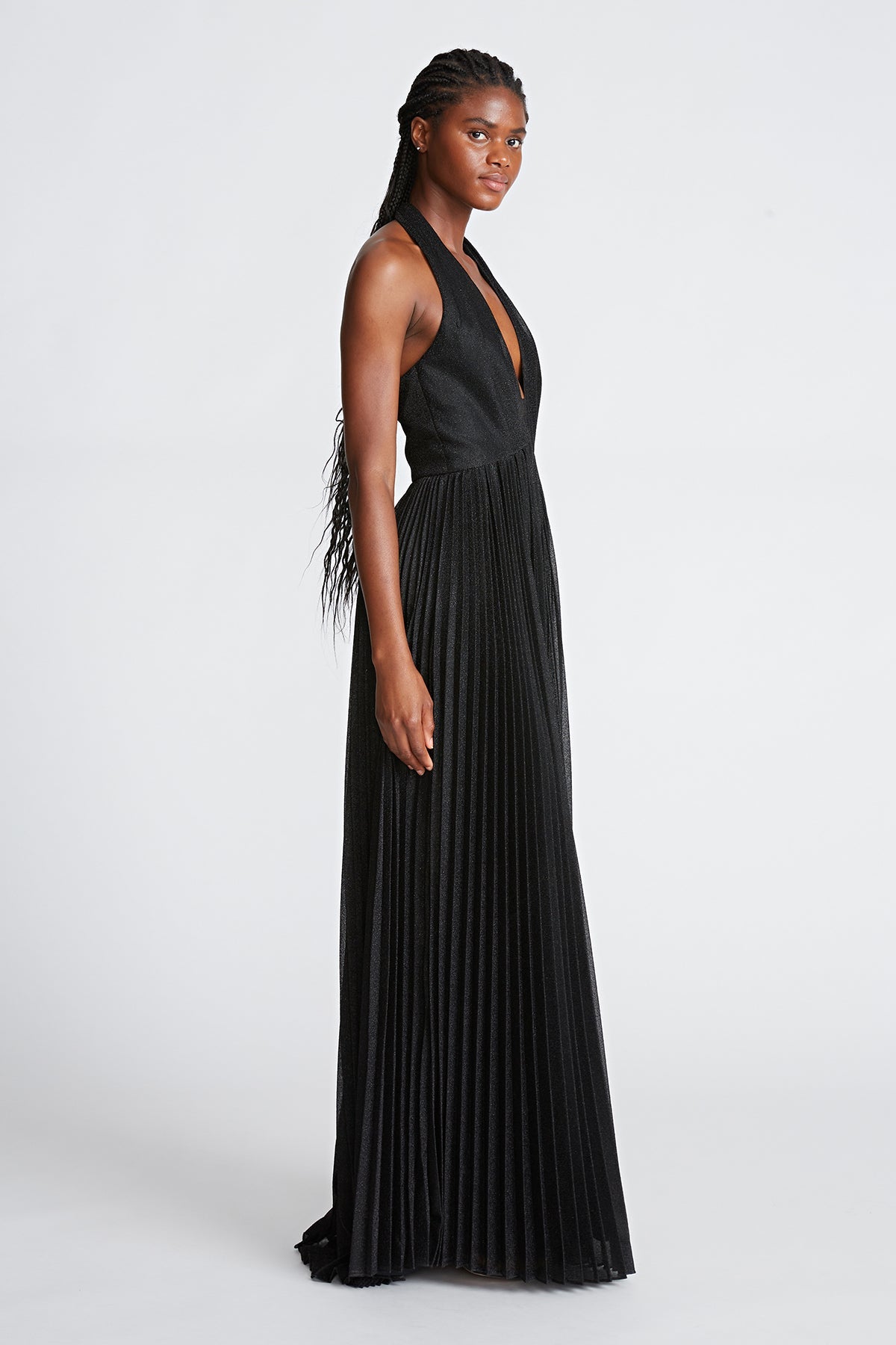 Halston | Tiffany Gown In Shimmer Jersey | Black