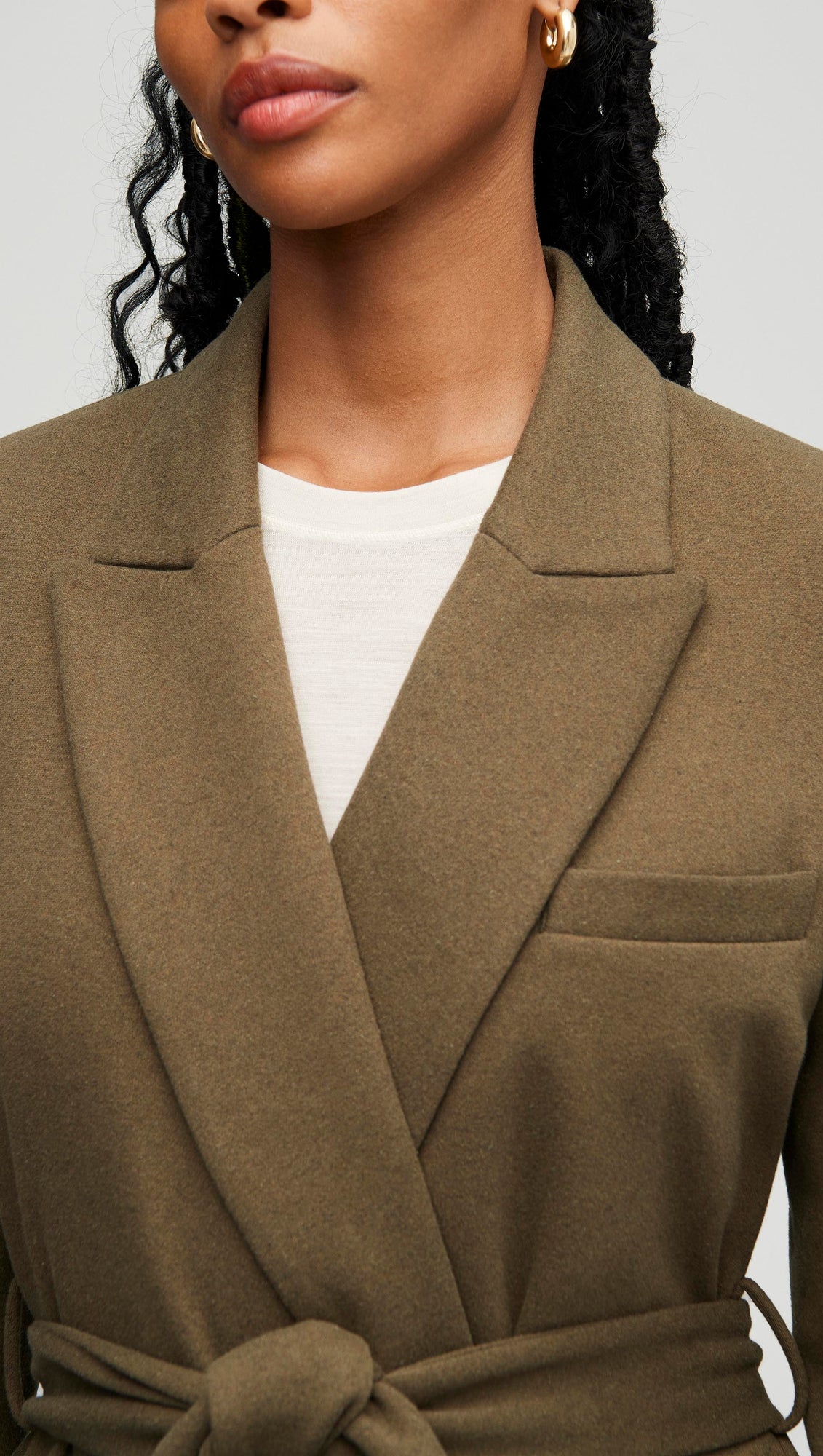 Belted Blazer in Cozy Jersey | Olive