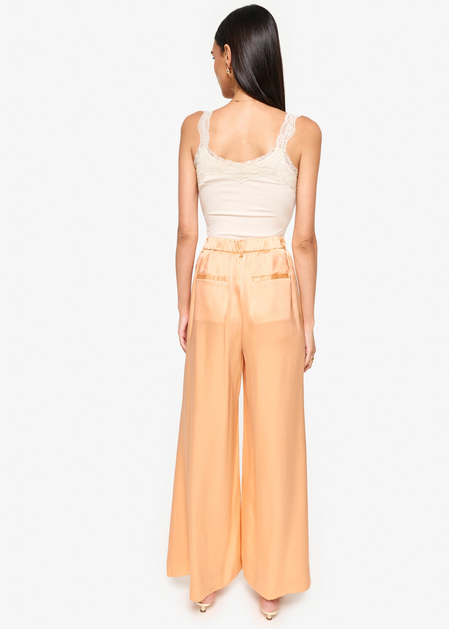 Fabian High Rise Charmeuse Pant | Cantaloupe