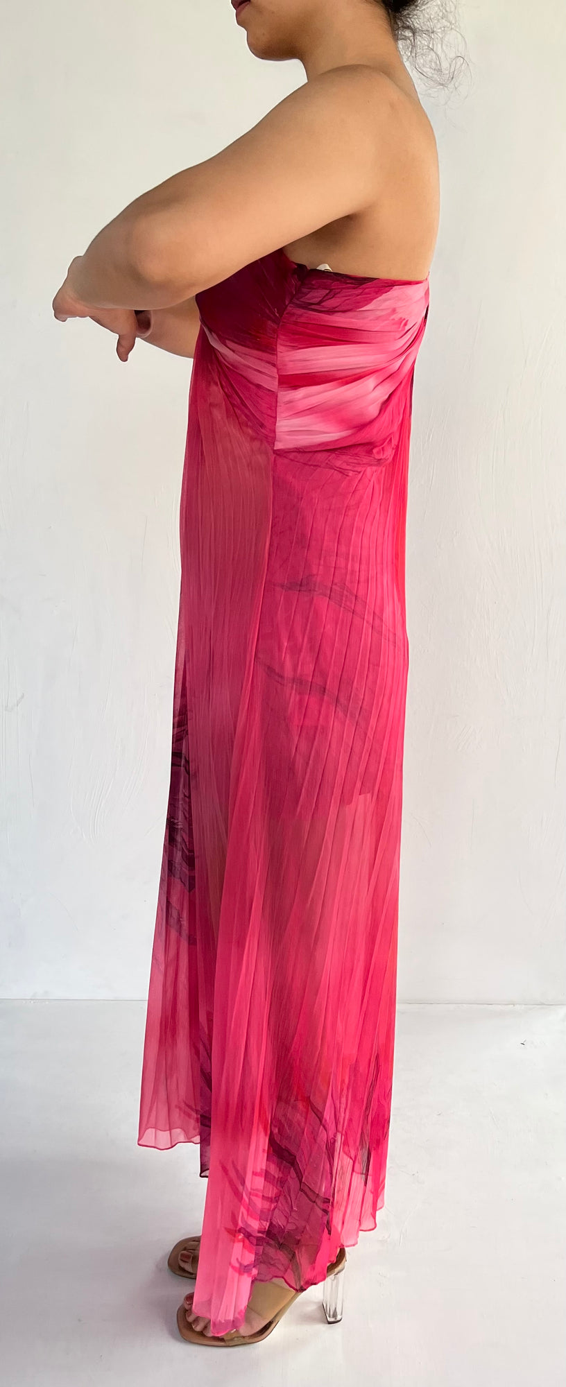 Hemant & Nandita | Poly Satin Long Dress | Pink