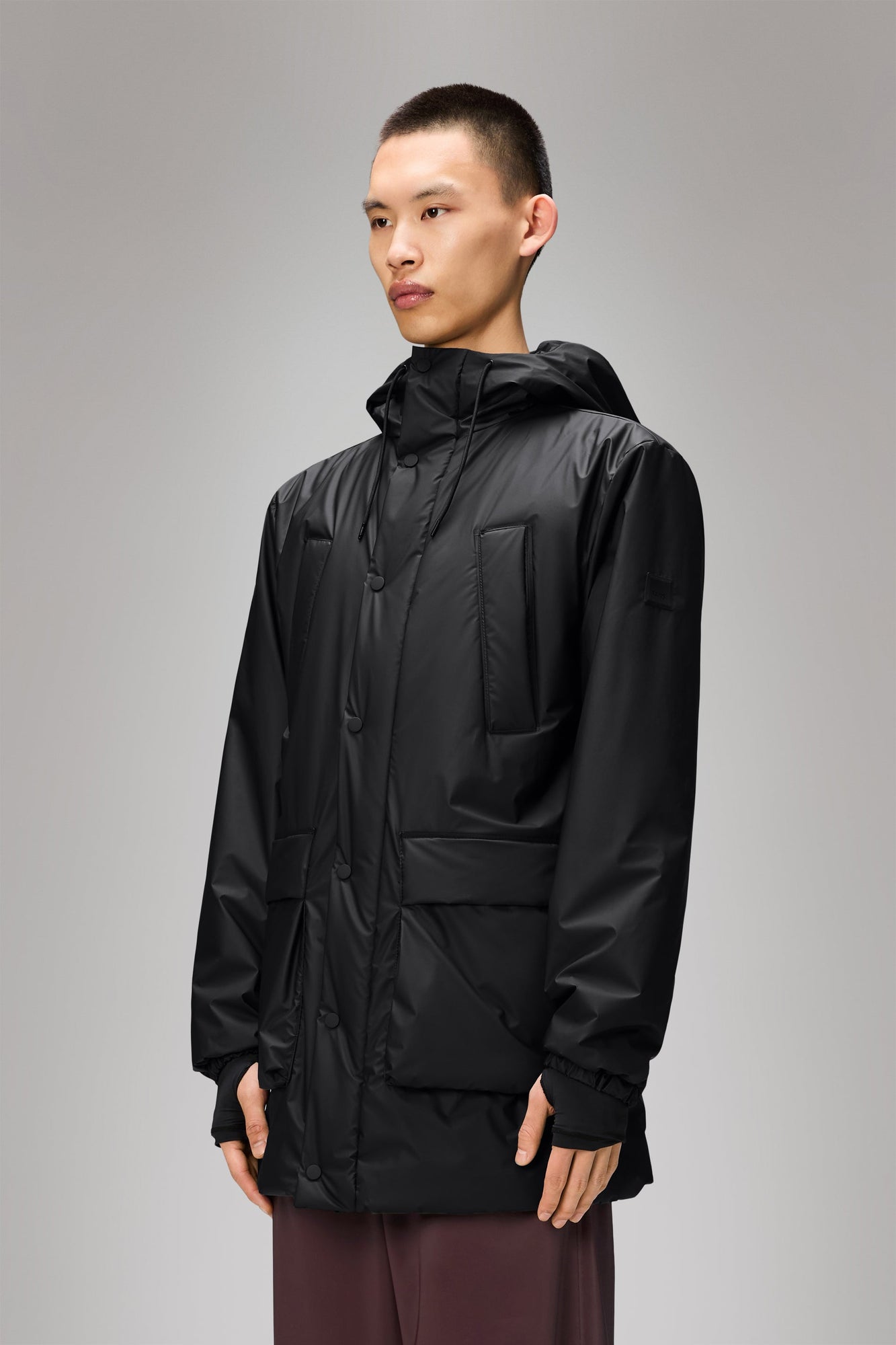RAINS Lohja Long Insulated Cargo Jacket Black Jacket