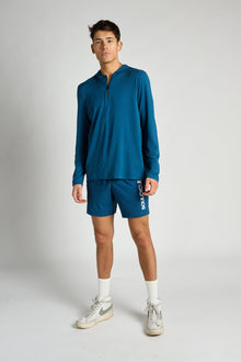 Rhone | Invictus Training 1/4 Zip Hoodie | Cape Blue