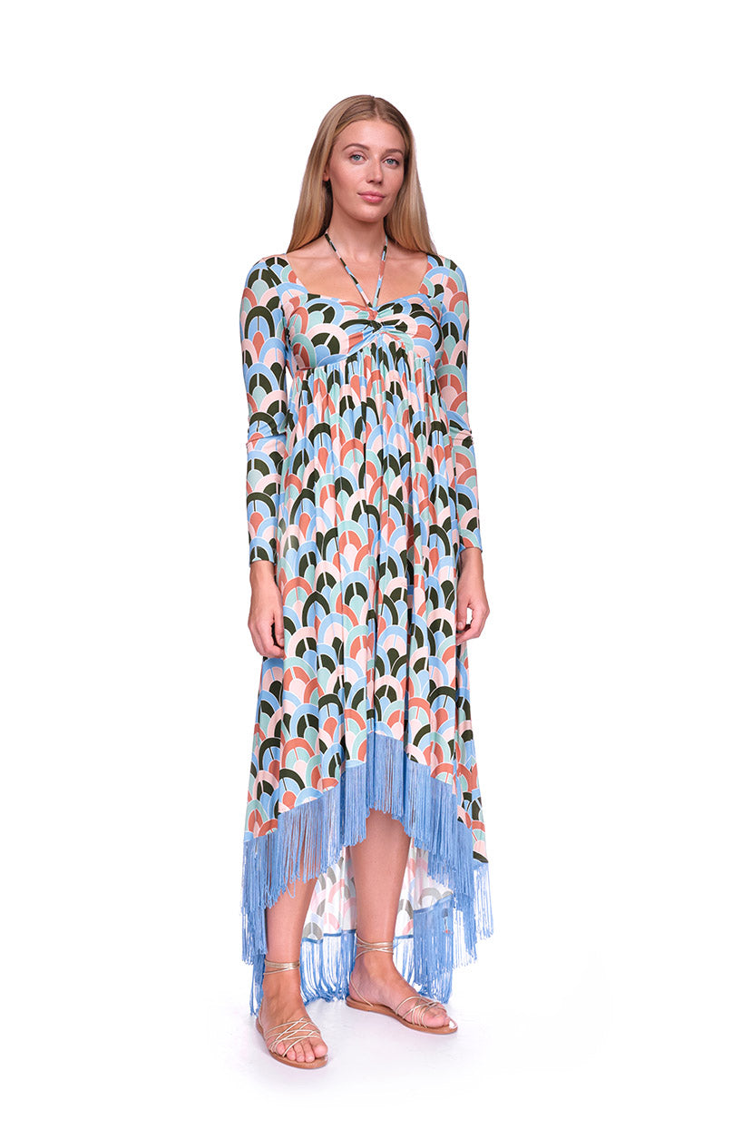 Loretta Dress | Geo Dew Moss