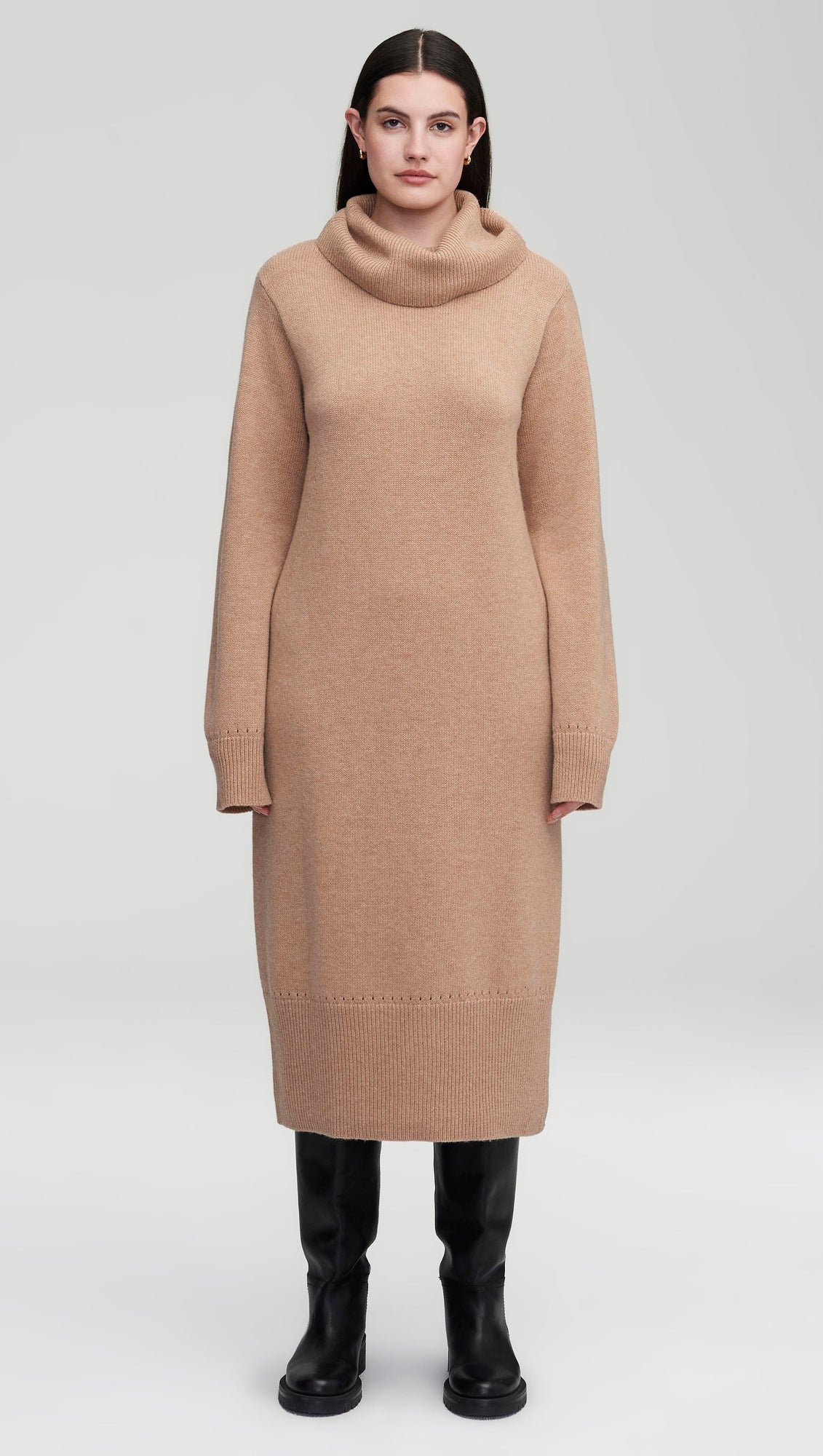 Turtleneck Dress in Wool-Cashmere | Camel