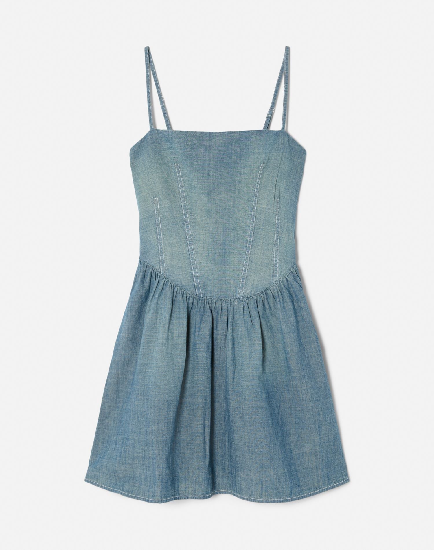 Chambray Gathered Dress | Paradise Cove