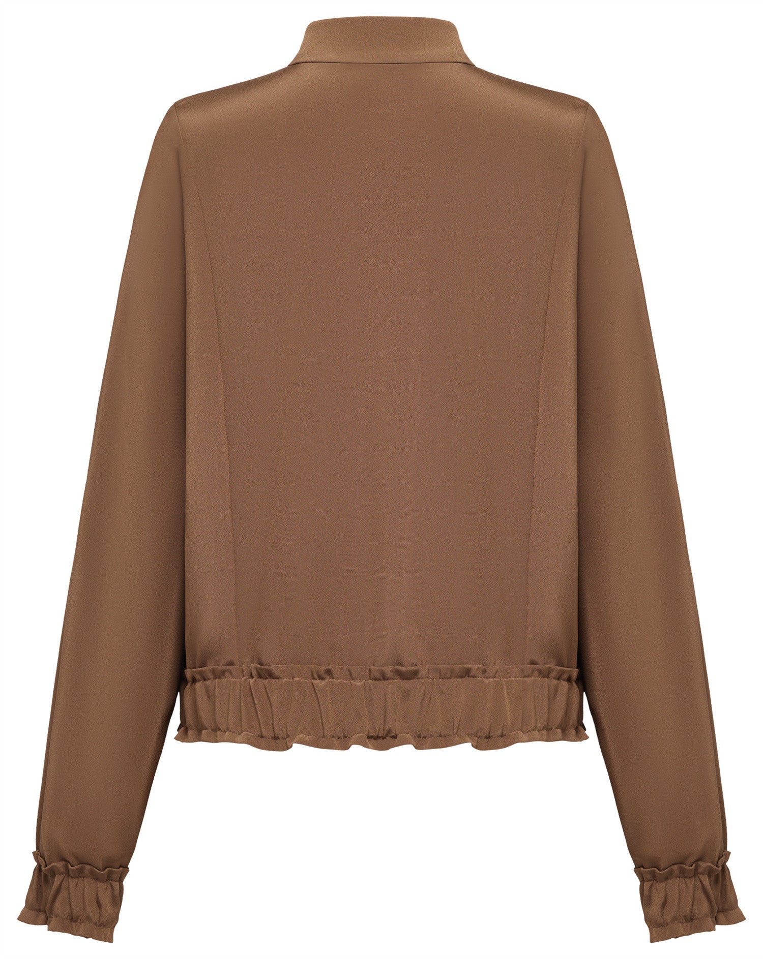 Silk Stand Collar Jacket | Brown