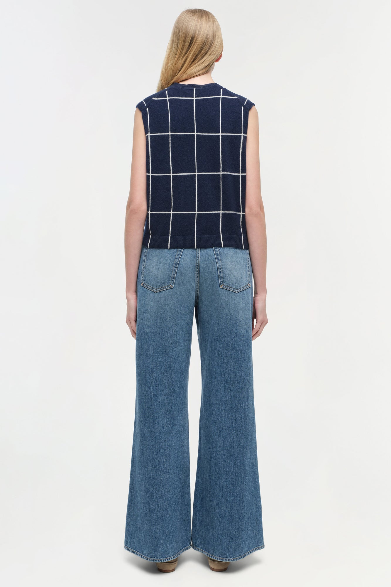 Womens | Rozzi Cashmere Vest | Midnight Plaid