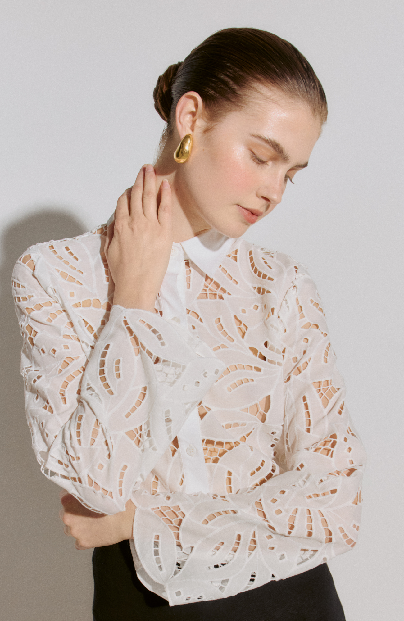 Embroidered Eyelet Shirt | Ivory