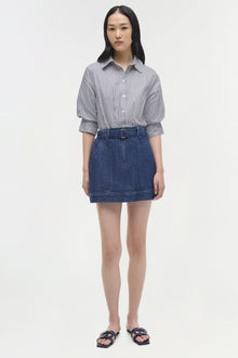 Womens | Harlowe Denim Mini Dress | Indigo Stripe Multi