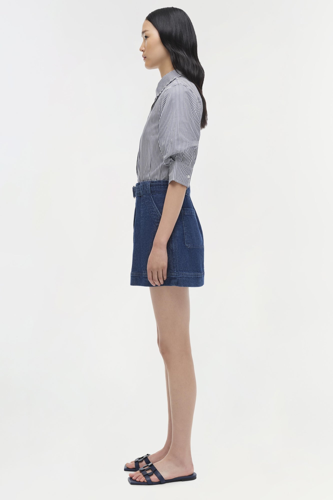 Womens | Harlowe Denim Mini Dress | Indigo Stripe Multi