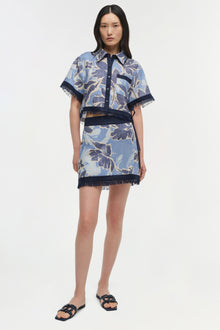 Womens | Topanga Linen Shirt | Blue Hydrangea Floral