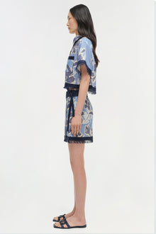 Womens | Topanga Linen Shirt | Blue Hydrangea Floral