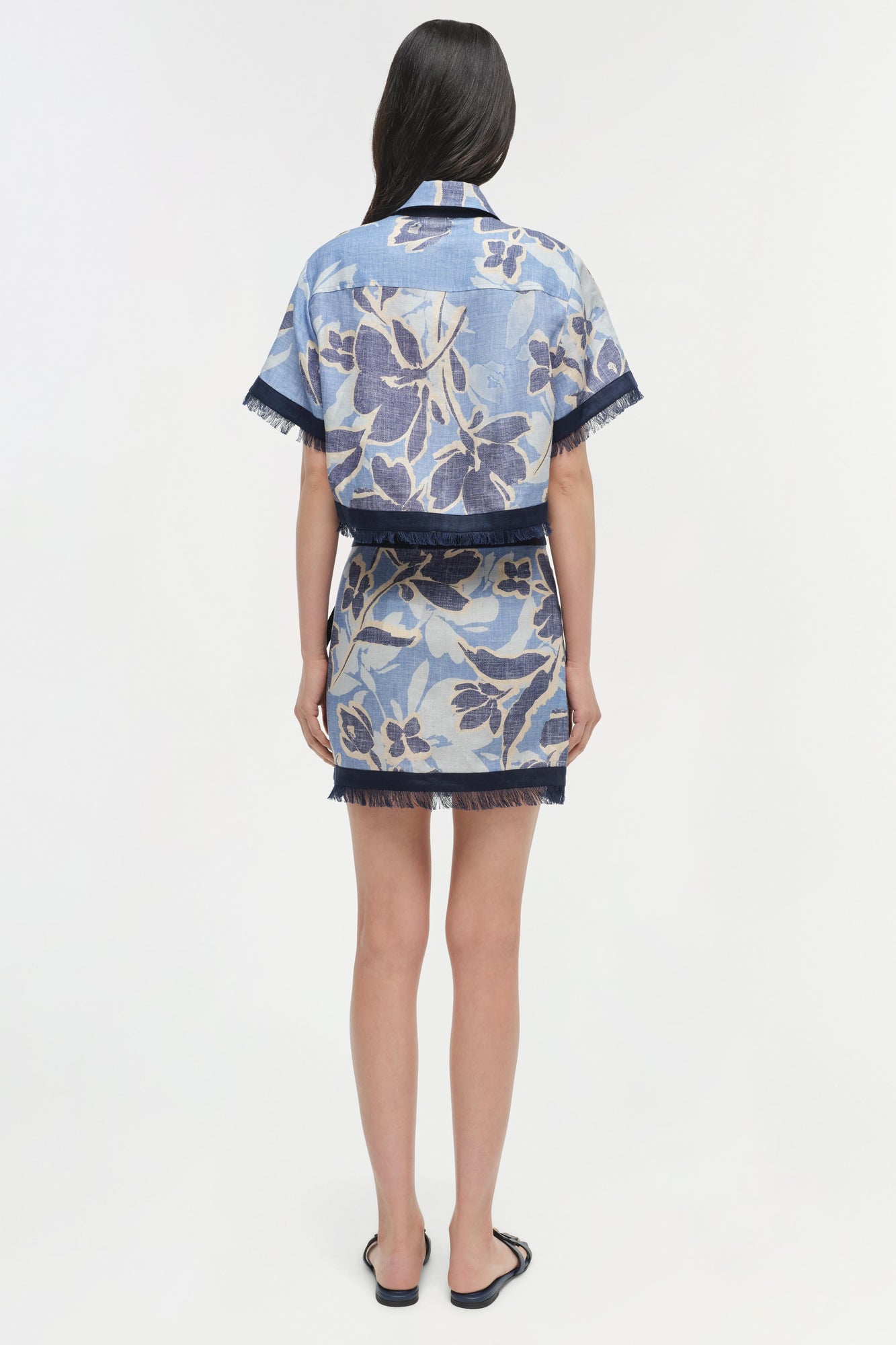 Womens | Topanga Linen Shirt | Blue Hydrangea Floral