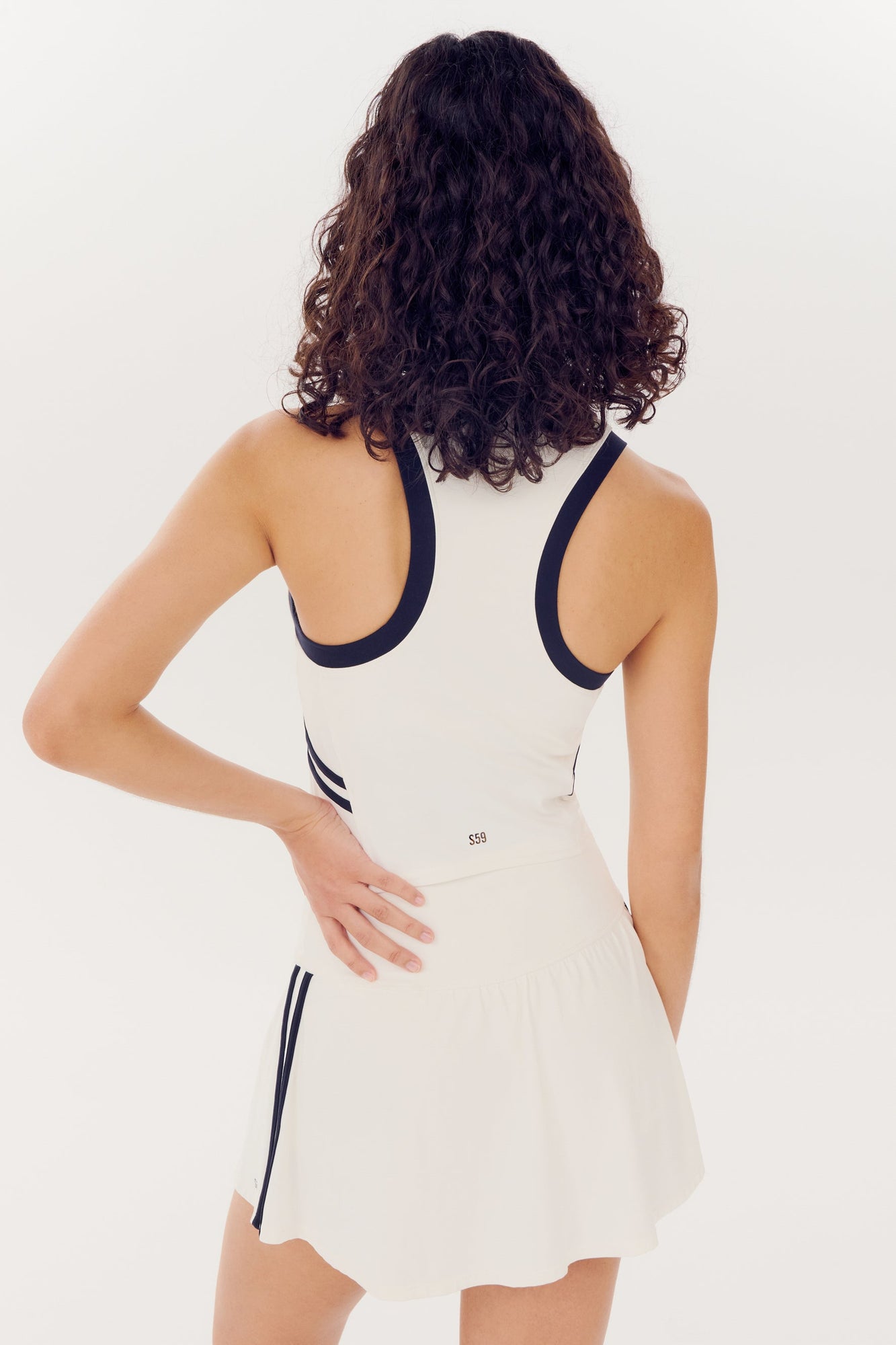 Splits59 | Austin Airweight Crop Polo | White/Indigo