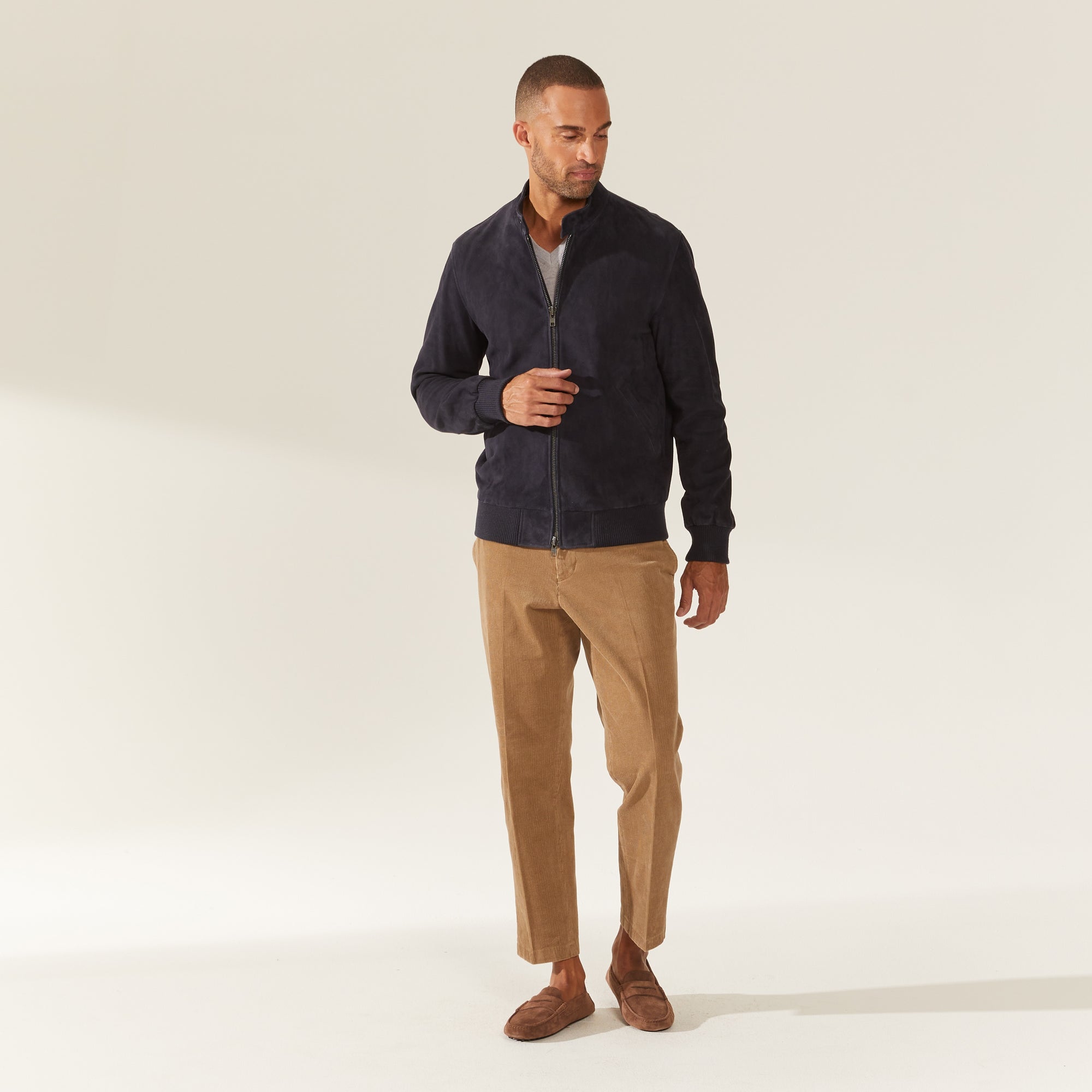Mens | Chase Suede Bomber Jacket | Navy