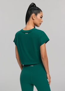 Cropped Cotton T-Shirt | Dark Moss
