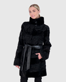 Lamb Stroller With Mink Sections | Black