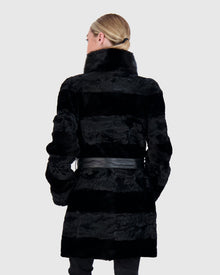 Lamb Stroller With Mink Sections | Black