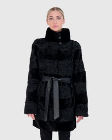 Lamb Stroller With Mink Sections | Black