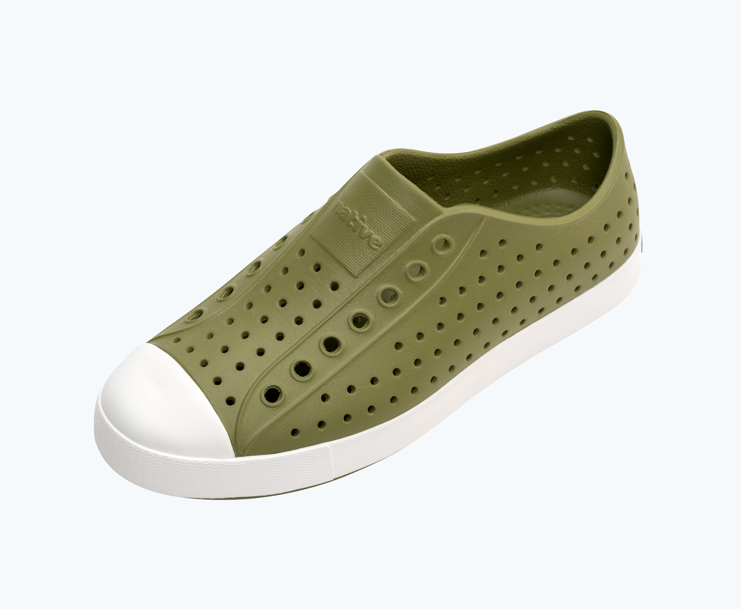 Angled view of a Native Shoes Jefferson | Iguana Green/ Tuff Green Footwear