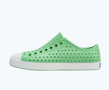 Side view of a Native Shoes Adults Jefferson | Candy Green/ Shell White Footwear
