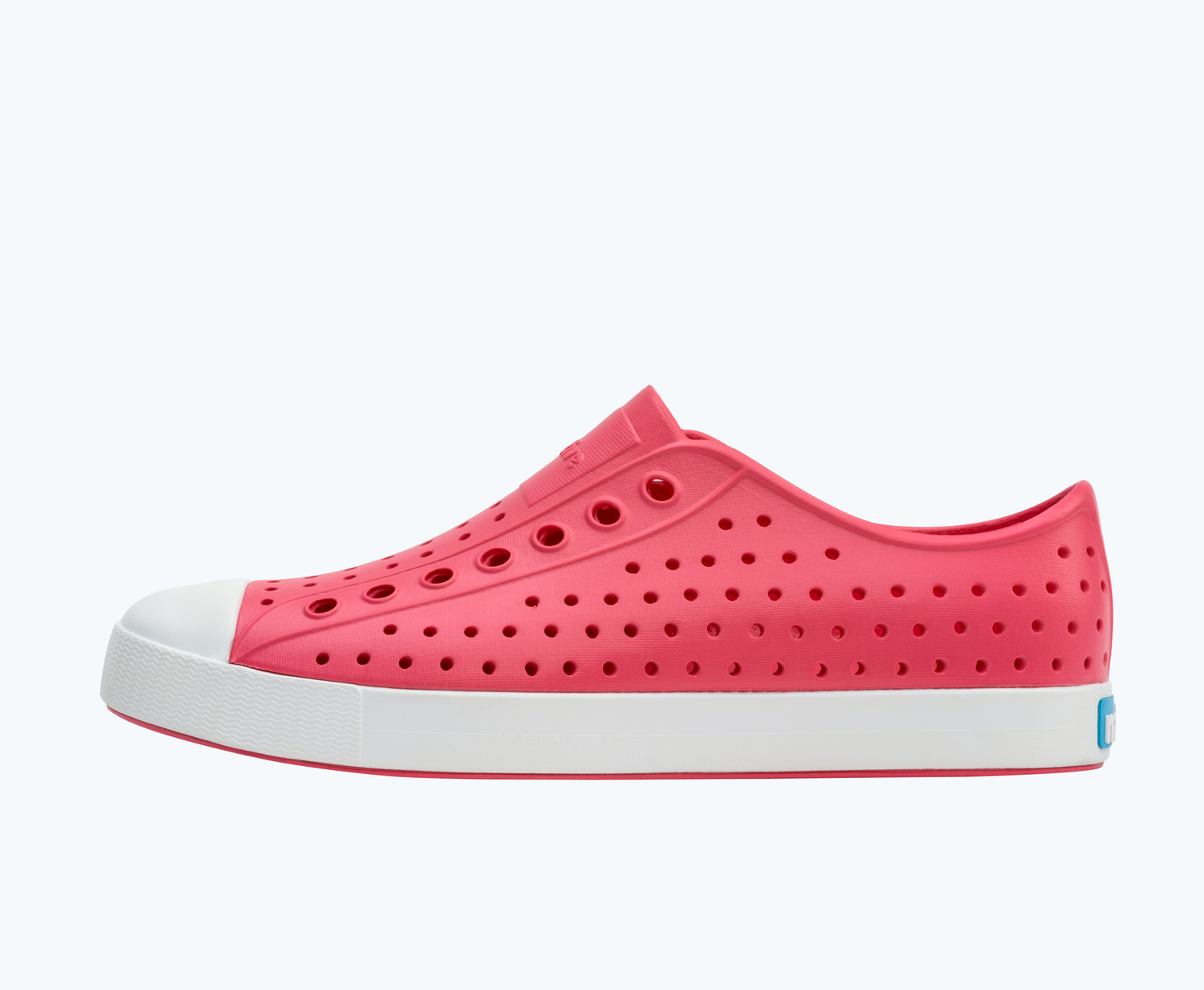 Side view of a Native Shoes Adults Jefferson | Dazzle Pink/ Shell White Footwear