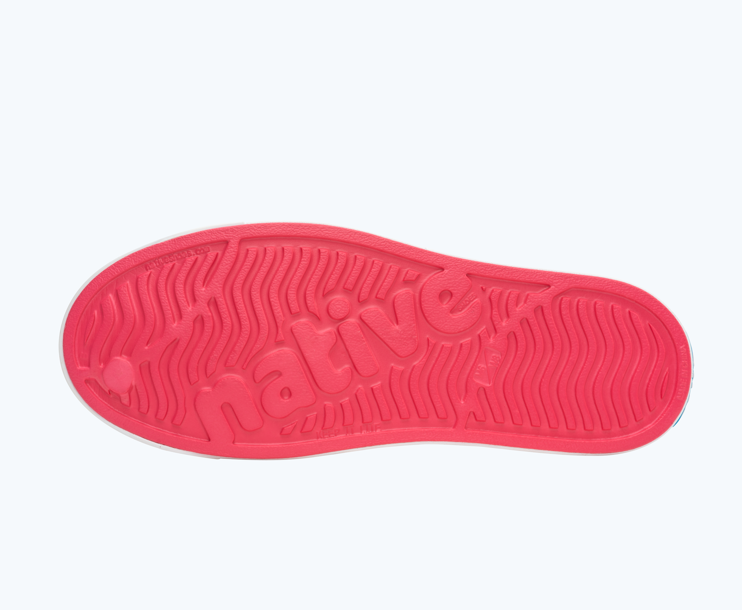 Bottom view of a Native Shoes Jefferson | Dazzle Pink/ Shell White Footwear