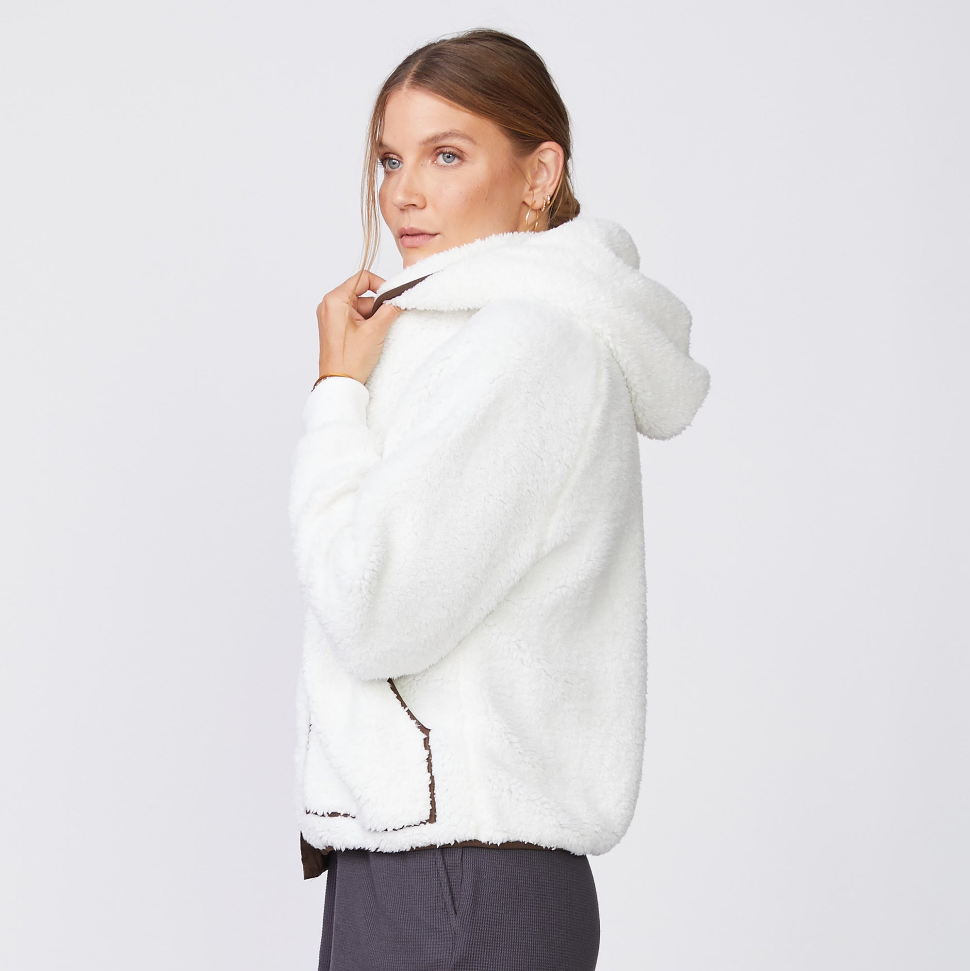 Sherpa Hooded Jacket | Women | Ivory