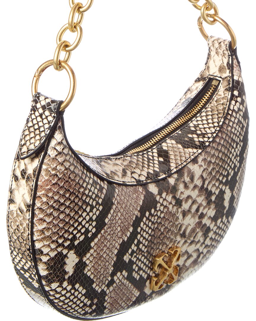 Off-White | Womens | Hemisphere Snake-Embossed Leather Hobo Bag | Brown