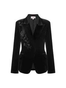 Structured Velvet Blazer | Black