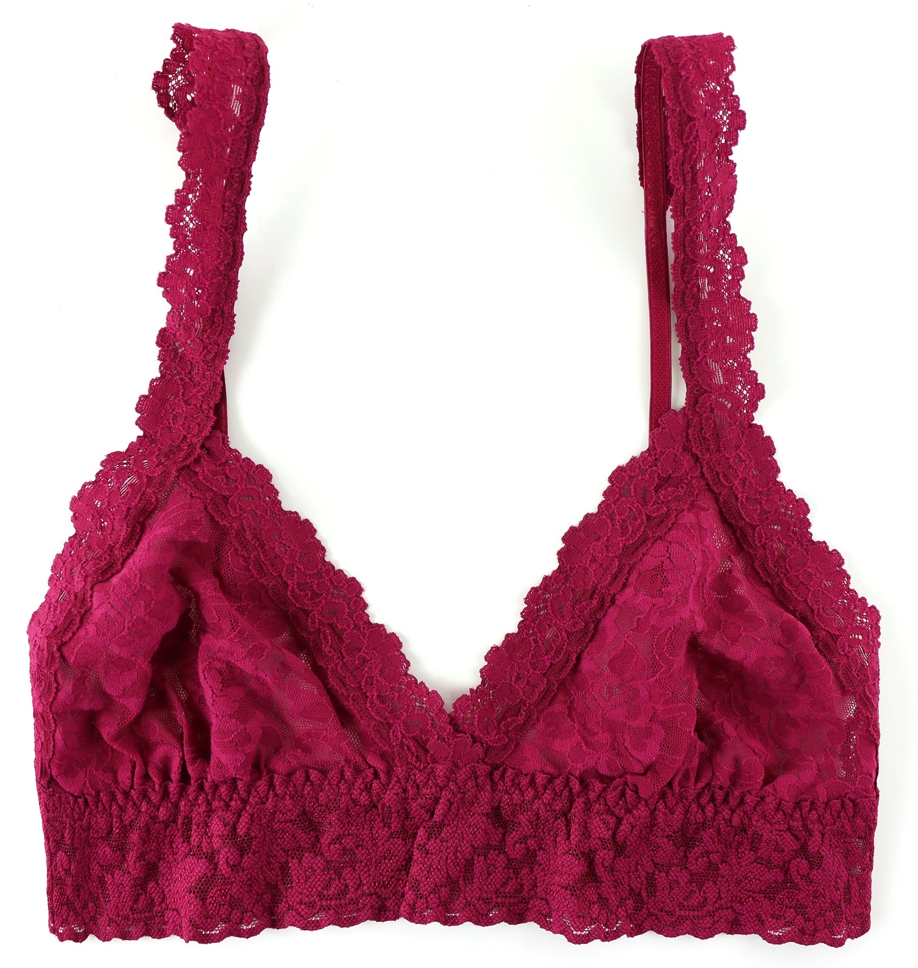 Sig Lace Crossover Bralette - Dark Pomegranate Red