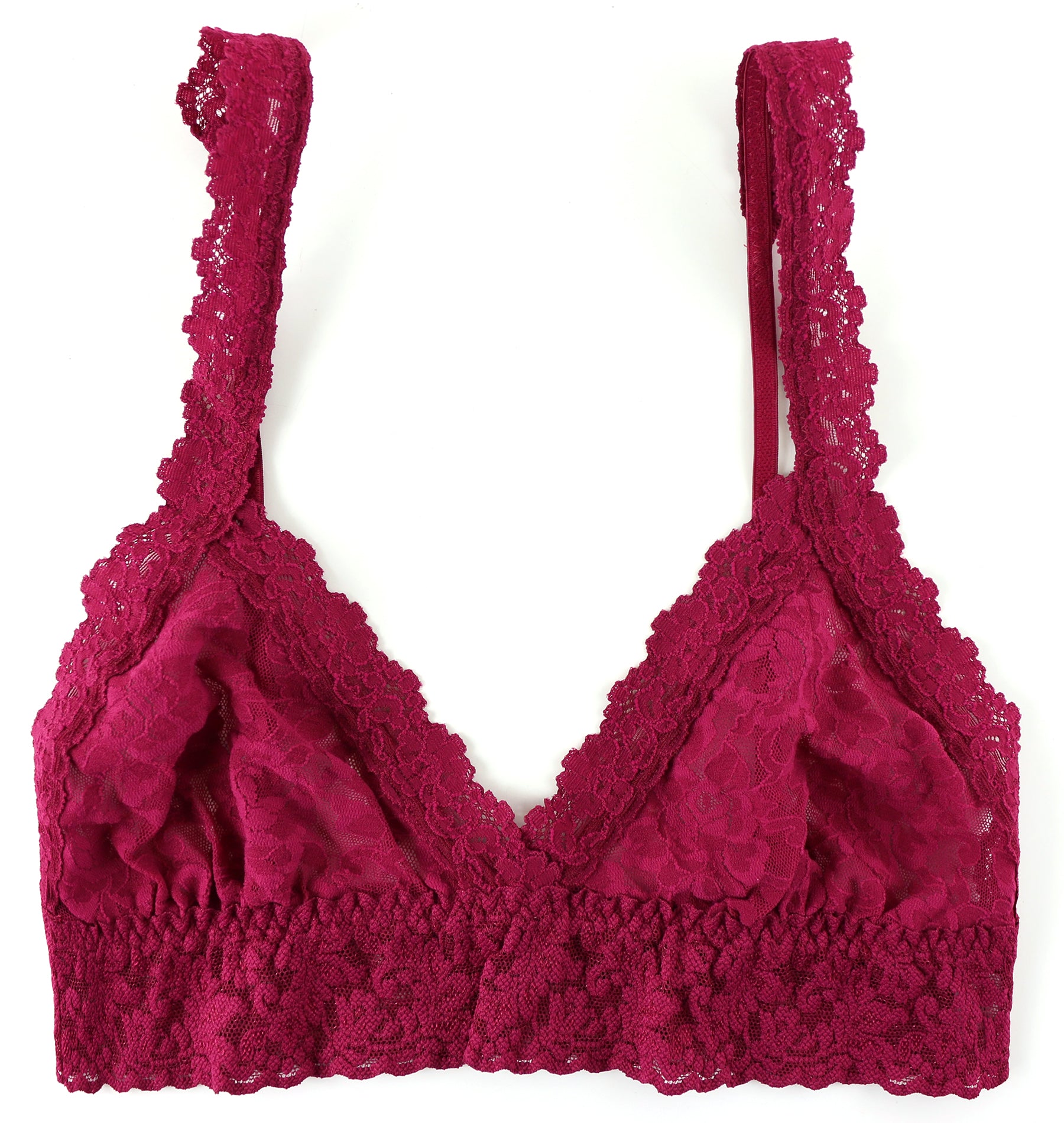 Signature Lace Crossover Bralette | Dark Pomegranate Red