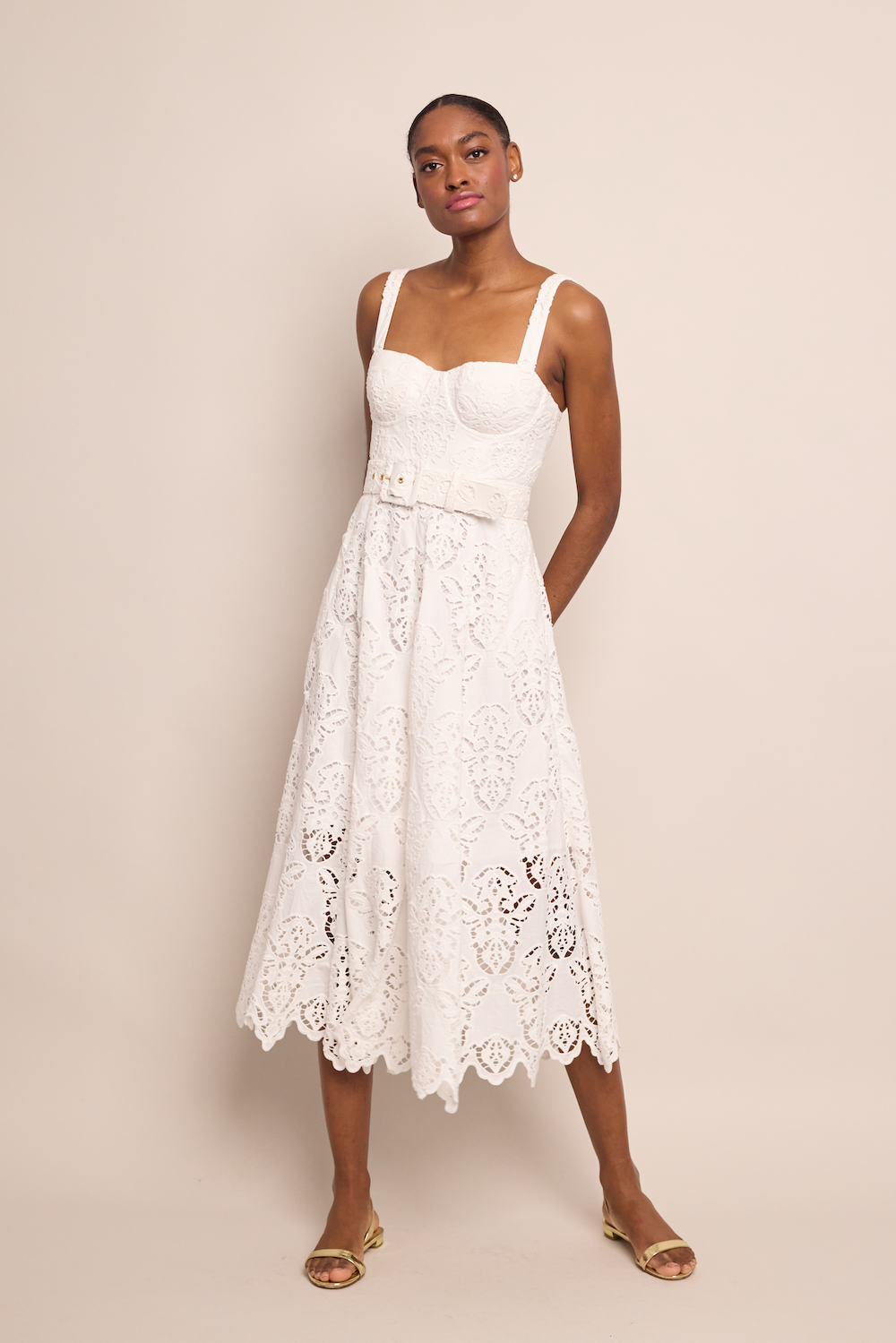 Calypso Dress | White Embroidered Eyelet