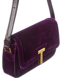Tom Ford | Womens | Leather & Velvet Shoulder Bag | Purple