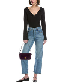 Tom Ford | Womens | Leather & Velvet Shoulder Bag | Purple