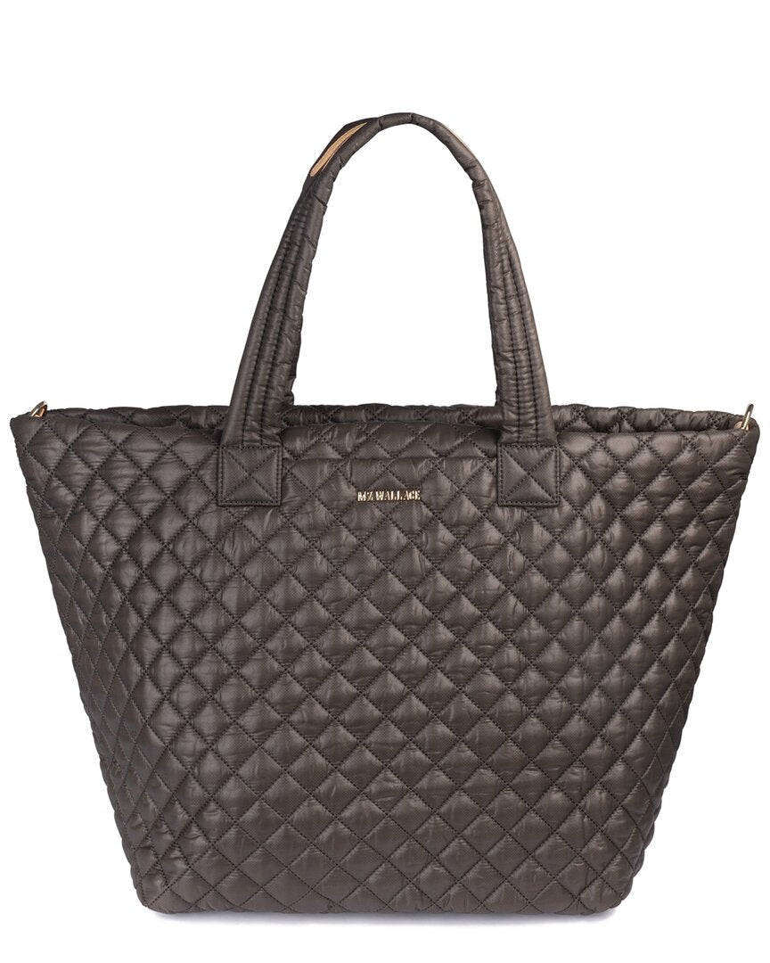 MZ Wallace | Womens | Large Metro Leather Tote Deluxe | Grey