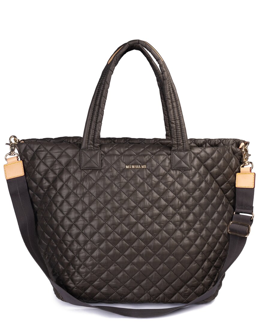 MZ Wallace | Womens | Large Metro Leather Tote Deluxe | Grey